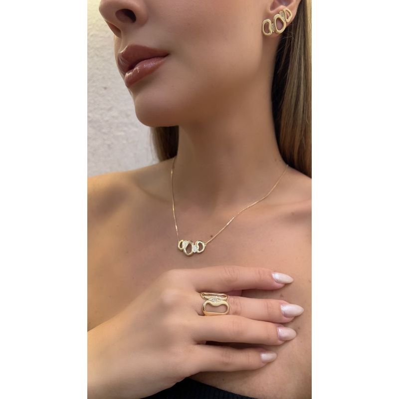 Anel Triplo Orvalho Orgânico com 5 Zircs Mon Amour
