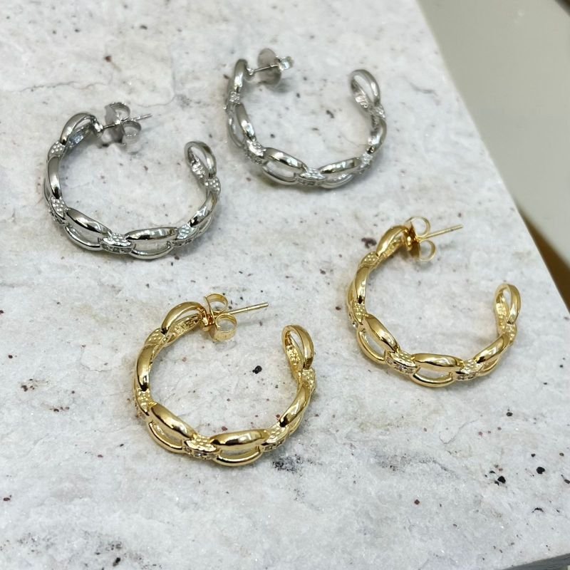 Argola Avella Elos Esplendor Ouro e Ródio