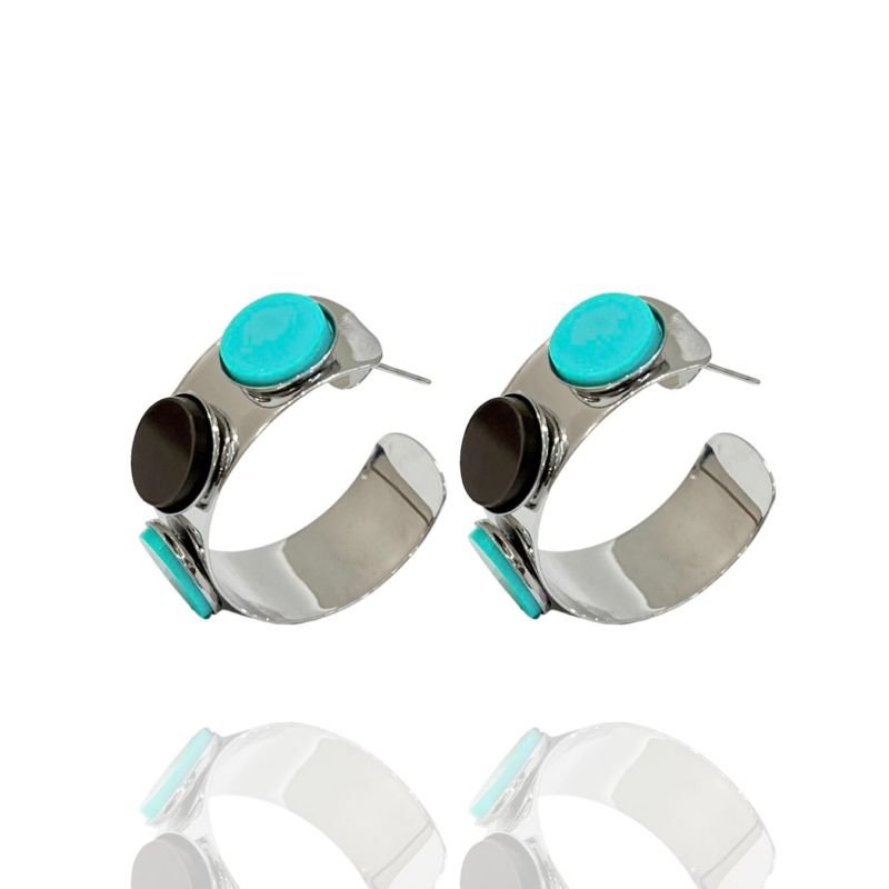 Argola Marrom e Turquesa Sahara Chic