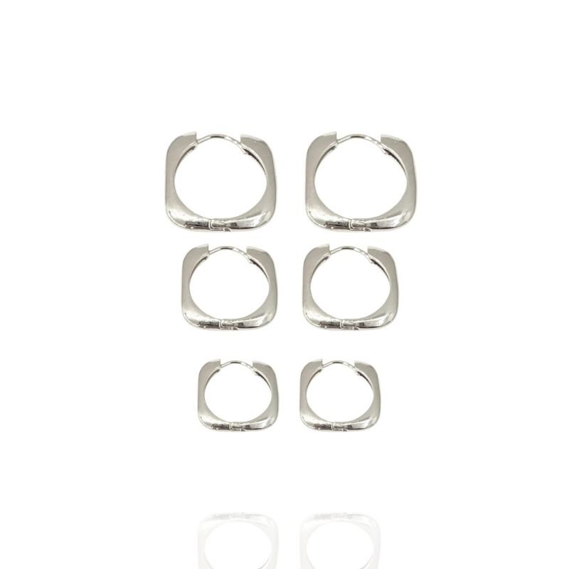 Argola Trio Liso Quadrado