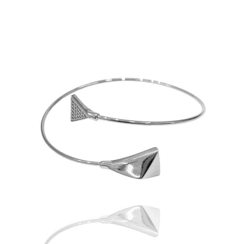 Bracelete Allure Triangulo Liso e Cravejado Ouro e Ródio