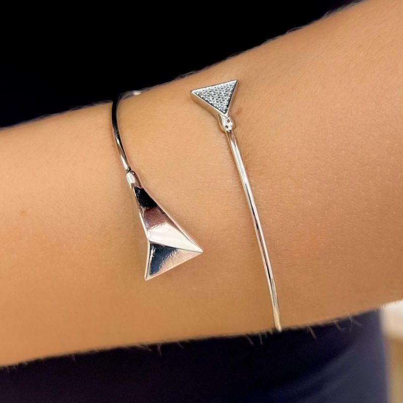 Bracelete Allure Triangulo Liso e Cravejado Ouro e Ródio