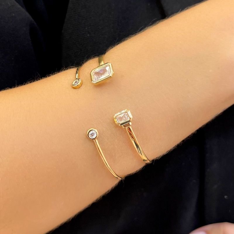 Bracelete Asteria Zircônia Retangular Ouro e Ródio