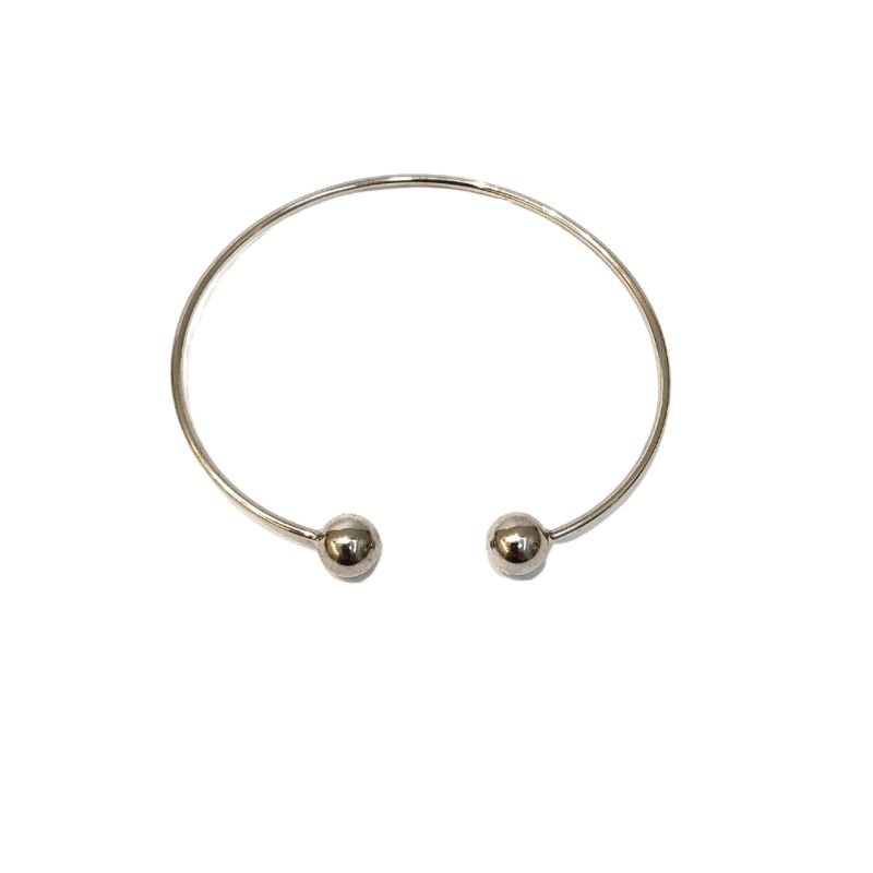 Bracelete Liso Esfera Banho Ródio