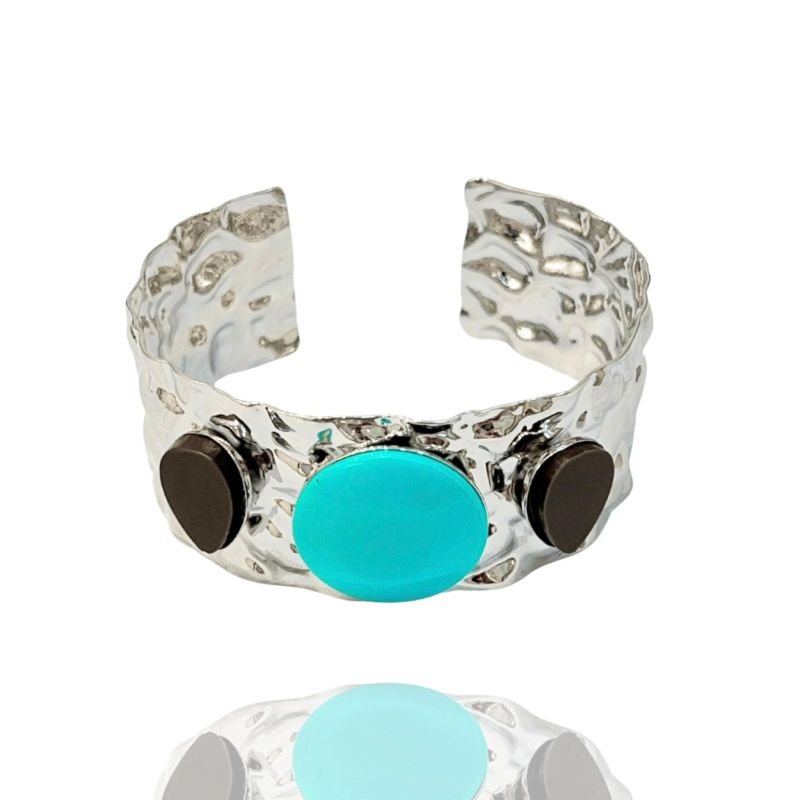 Bracelete Orgânico Marrom e Turquesa Sahara Chic
