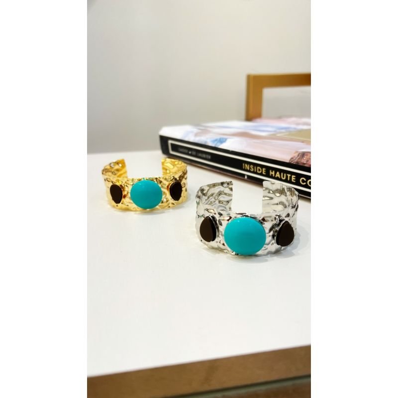 Bracelete Orgânico Marrom e Turquesa Sahara Chic