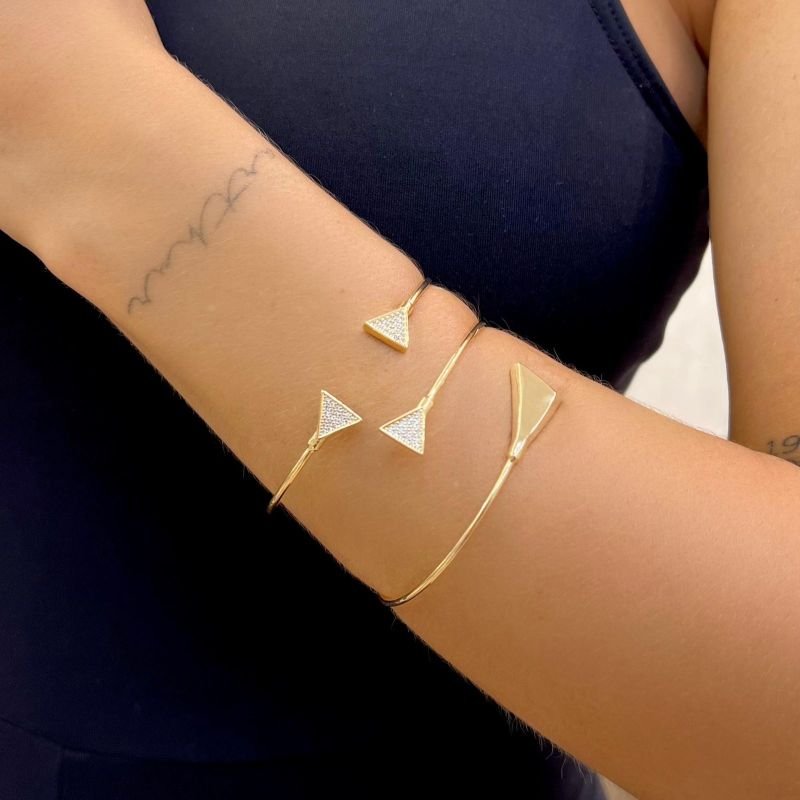 Bracelete Triangulo Cravejado Duplo Allure Ouro e Ródio