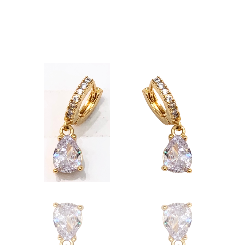 Brinco Argola Gota Cravejado