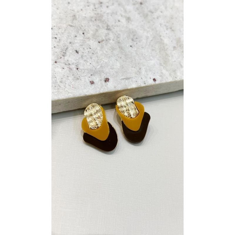 Brinco Cascata Raízes Caramelo + Marrom