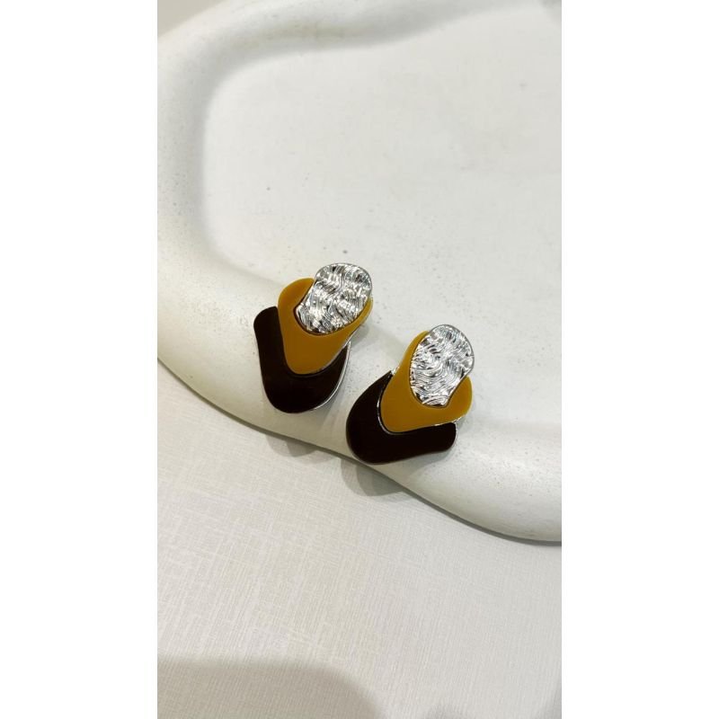 Brinco Cascata Raízes Caramelo + Marrom