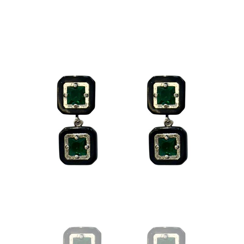 Brinco Ethos Duplo Quadrado Preto