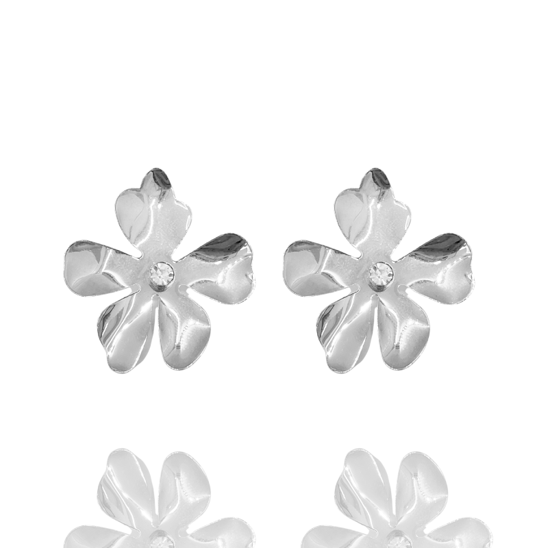 Brinco Flor com Uma Zirconia Dentro