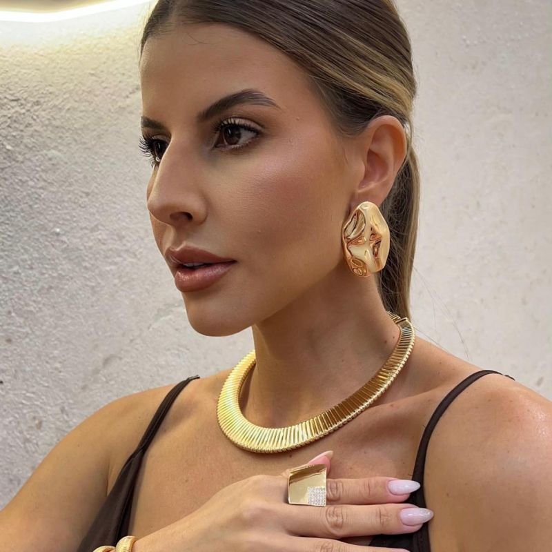 Brinco Orgânico Esplendor Banho Ouro