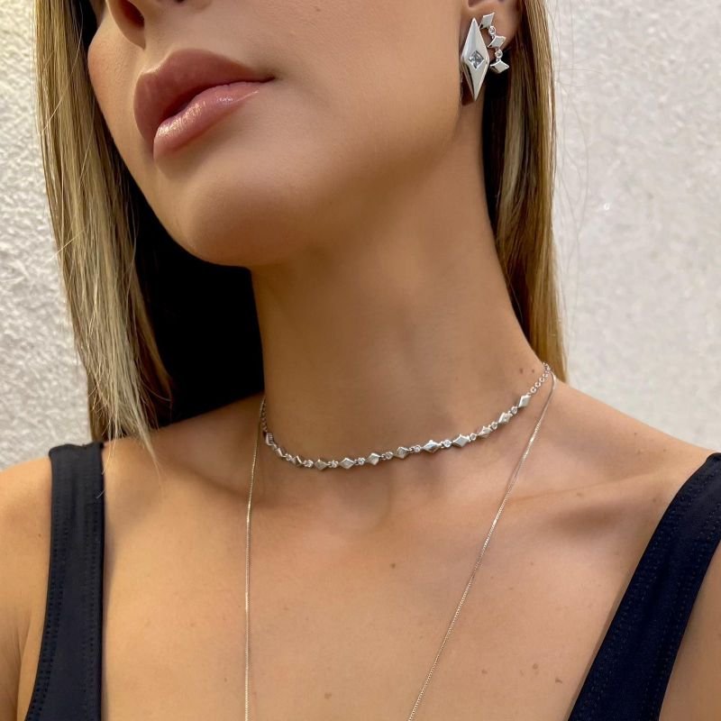 Choker Losango Allure Ouro e Ródio