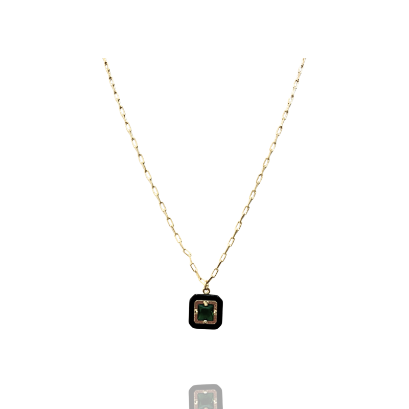 Colar Ethos Solitário Quadrado Preto