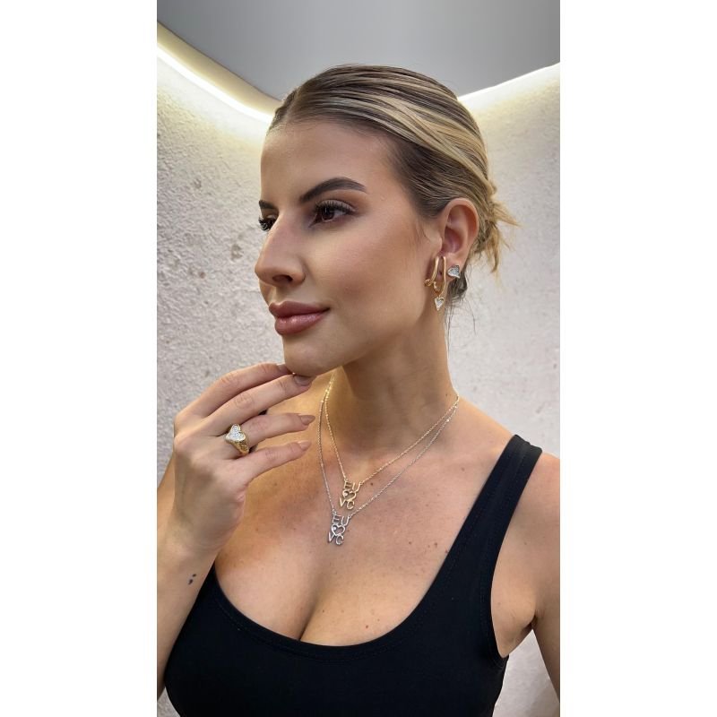 Colar Eu Amo Você Ouro e Ródio