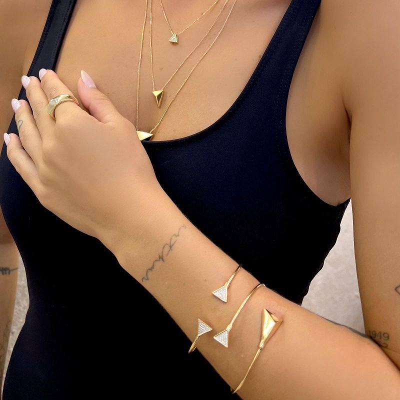 Colar Triângulo Liso Allure P Banho Ouro e Ródio