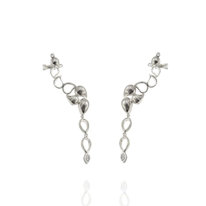 Ear Cuff Drop Pendulo Ouro e Ródio
