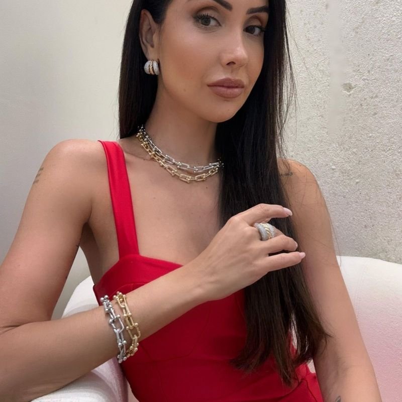 Pulseira Cravejada Zircônias Banho Ouro