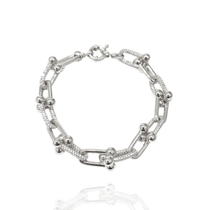 Pulseira Cravejada Zircônias Banho Ouro