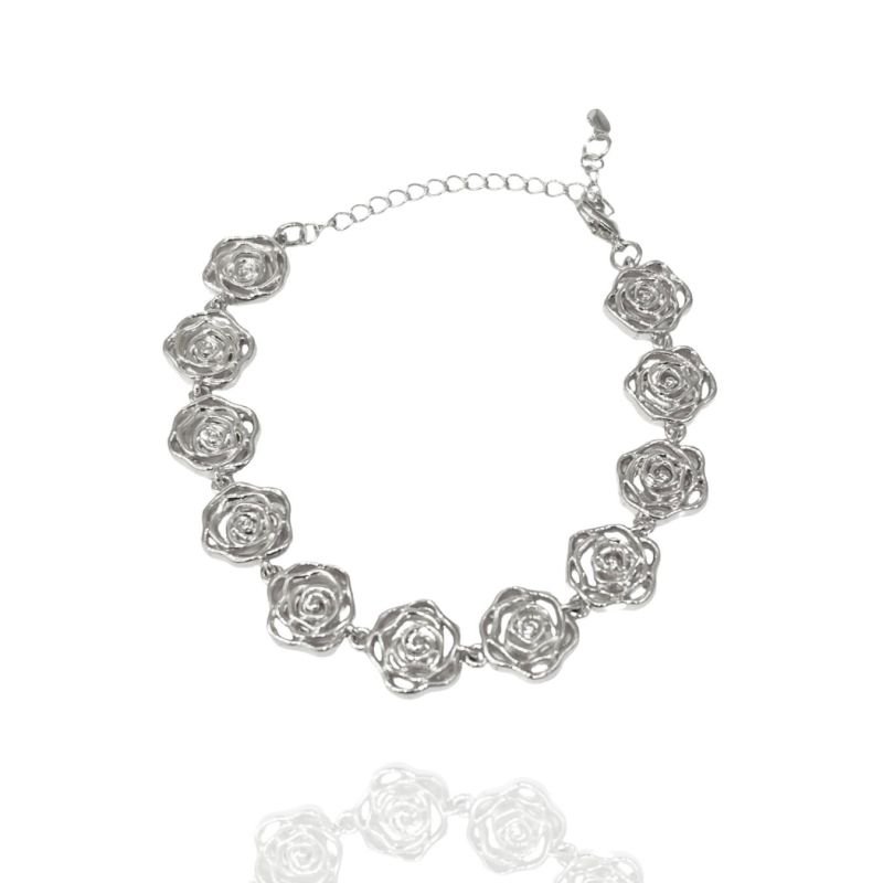 Pulseira de Mini Rosas Ouro e Ródio