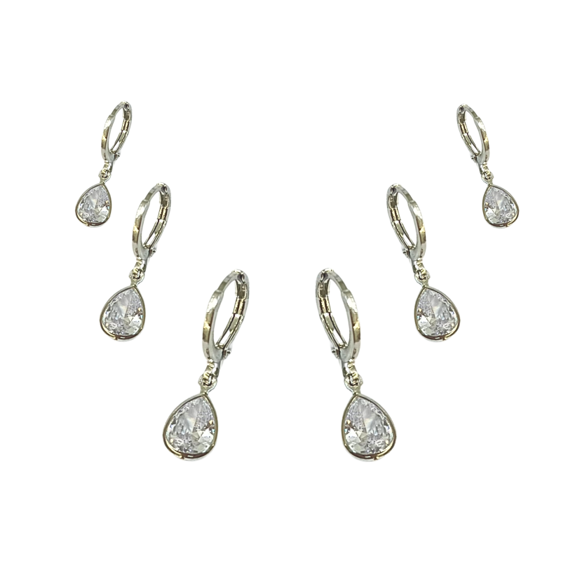Trio Argolas Gotas Zircônia